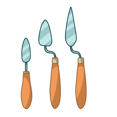 bright vector illustration of artistic palette knives . Painting with acrylics and oils. Creative hobby, artistic material