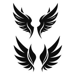 Obraz premium Set of stylized wing icons in various colors and grayscale