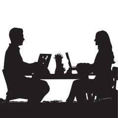 Silhouette of face and building on black background in vector art