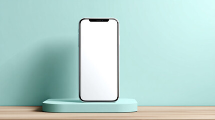 Minimalist isolated smartphone with blank white screen, modern technology mockup, clean design.