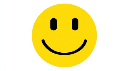 Fototapeta premium Cheerful yellow smiley face with simple black eyes and a grin evokes feelings of joy and optimism, ideal for various themes and designs