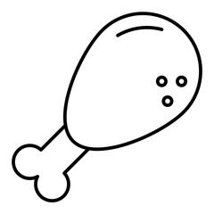 fried chicken drumstick line icon with editable stroke