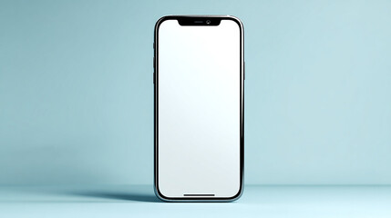 Minimalist isolated smartphone with blank white screen, modern technology mockup, clean design.