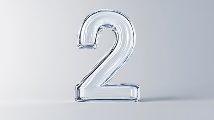 A translucent representation of the number two stands prominently, showcasing a sleek, modern aesthetic with a minimalist background