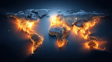 World map glowing illustrating disease outbreak with AI technology