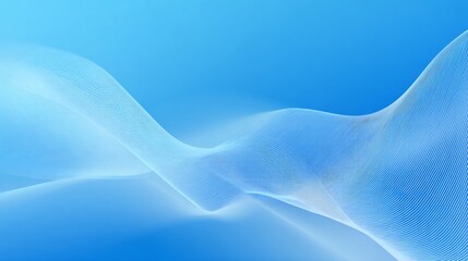 Abstract Blue Background with Flowing Light Lines and Subtle Grid Patterns for Digital Technology and Network Concepts