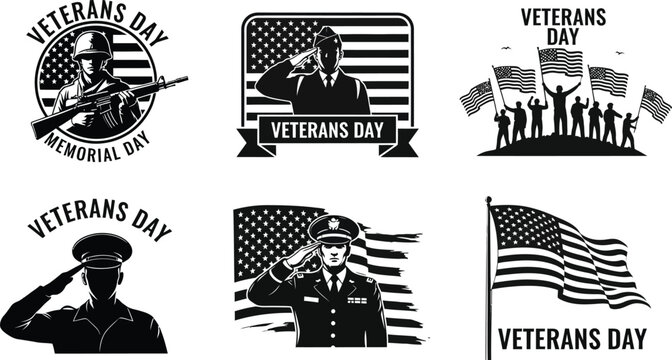 Veterans day memorial day clip art vector graphic design set - Powered by Adobe