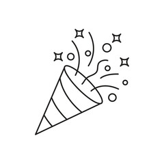Confetti Popper Icon Vector ? Celebration Filled Flat Symbol Isolated on White..eps
