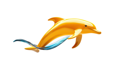 Yellow Dolphin Illustration on Transparent Background