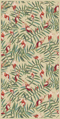 Vector Seamless Pattern – Tropical Vines with Exotic Red and White Flowers
