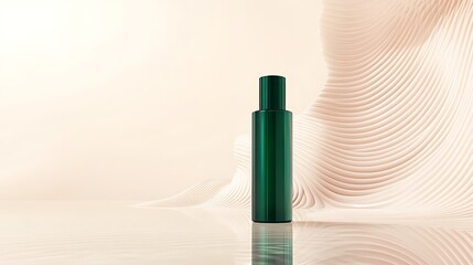Elegant Green Bottle for Luxury Skincare Product Advertising and Beauty Promotion