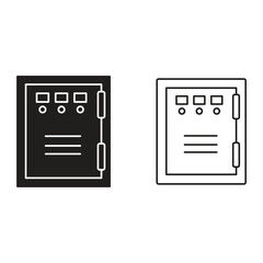 Electric Panel Box Icon Set Vector. Electrical Distribution Symbols Editable on White Background..eps