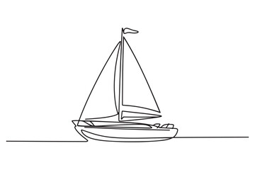 Sailboat continuous one line drawing minimalist outline vector illustration. one line Icon drawing with white background