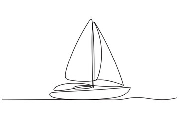 Sailboat continuous one line drawing minimalist outline vector illustration. one line Icon drawing with white background