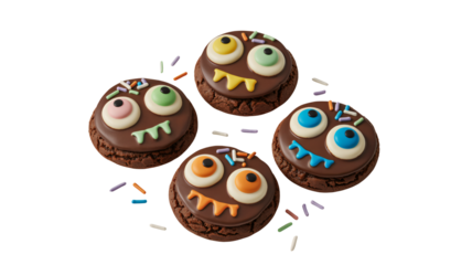Spooky monster cookies with colorful sprinkles, a sweet treat for a festive Halloween party, perfect for kids and adults alike looking for delicious fun