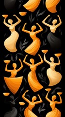 Colorful Abstract Dance Illustration with Elegant Silhouettes
