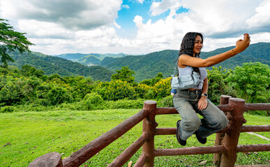 Thai Girl on Holiday at Khao Yai Thailand