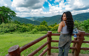 Thai Girl on Holiday at Khao Yai Thailand