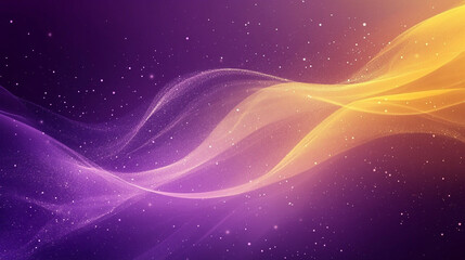 Fototapeta premium Vibrant yellow and purple grainy abstract background with flowing waves and dark noise texture, symbolizing contrast, balance, energy, and transformation in modern design.