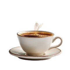 Steaming Cup of Caffeinated Beverage on Saucer