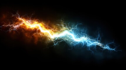 Vibrant Electric Arc in Multiple Colors with Dynamic Light Effects Against a Dark Background