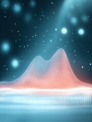 Abstract 3D Wave Form with Light Points and Soft Blue Background