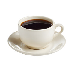 Elegant White Cup Filled with Dark Beverage on Saucer
