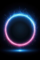 Vibrant Circular Light Formation with Blue and Pink Sparkles