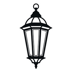 Black colour Islamic lantern (fanous) silhouette vector illustration, solid white background (6).eps