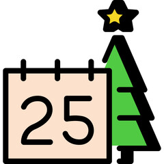 Christmas Day Calendar with Christmas Tree