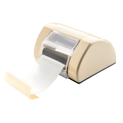 Modern Beige Tape Dispenser with Transparent Tape on White Background