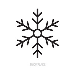 Snowflake line icon, symbol. Decoration element. Christmas, New Year, holiday, festive concept. Isolated on a white background. Flat design. Editable stroke. Vector illustration.