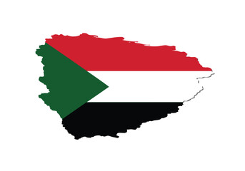 Obraz premium Discover the pride of Sudan with this striking outline map featuring the vibrant national flag colors, perfect for educational or patriotic displays.