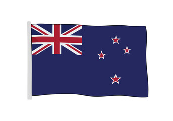 Vibrant New Zealand flag waving proudly, showcasing national pride and heritage with iconic Southern Cross stars