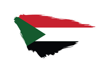 Vibrant Sudanese flag depicted with bold brushstrokes symbolizing national pride and resilience, perfect for patriotic themes.