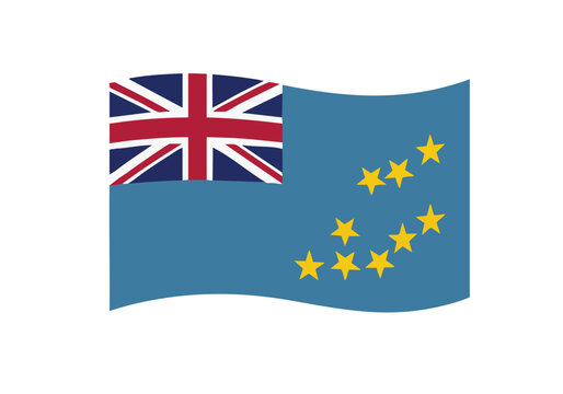Vibrant Tuvalu flag waving proudly against a clean white background, representing national pride and international recognition