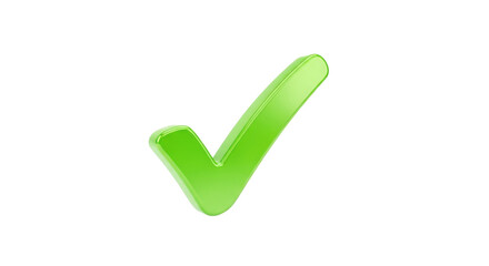 Green check mark isolated on transparent background