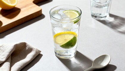 glass of water with lime