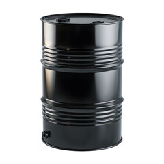 Professional Isolated Black Metal Oil Barrel On Transparent Background for Industry Use