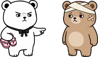 Cute Bears Show Conflict and Injury Emotionally