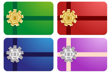 Set of Christmas presents or gifts with ribbon, gift card style design