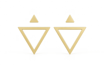 Shiny golden geometric up and down triangles isolated on transparent background