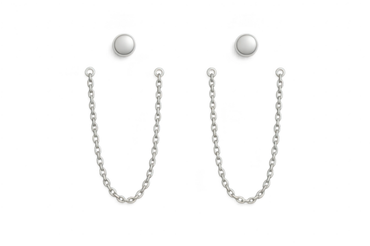 Two silver chains with metallic studs isolated on transparent background, clean - Powered by Adobe