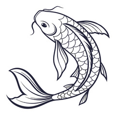 Detailed line art illustration of a koi fish © come