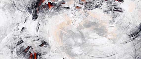 Wide grey background. Abstract painting texture. Modern light dynamic pattern.  Fractal artwork for creative graphic design