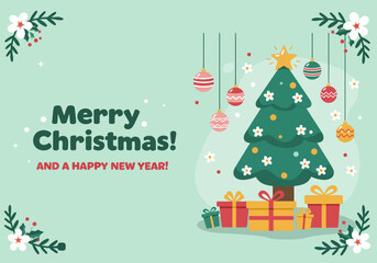 Celebrating merry christmas and happy new year banner