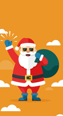 Potrait a santa claus wearing sunglasess vector illustration