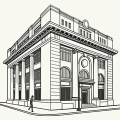 Illustration of a classical bank building