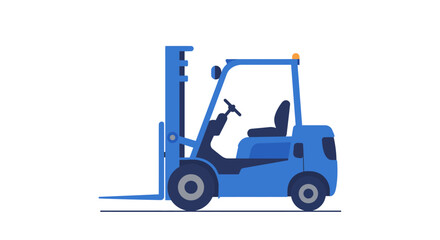 Naklejka premium Blue Forklift Truck Illustration with Visible Forks and Seat.
