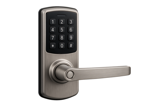 Electronic smart lock isolated on transparent background